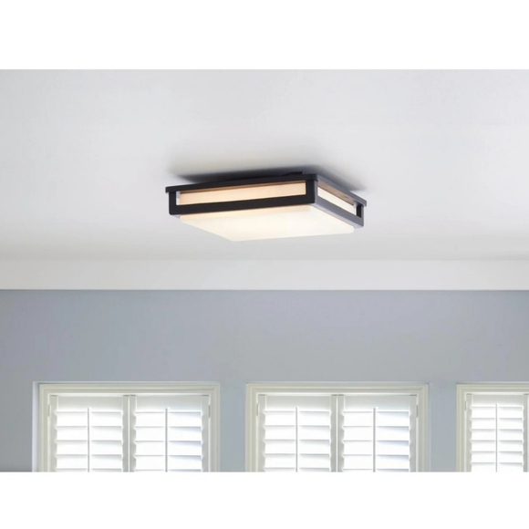 BH&G 14 Inch Integrated Metal Double Square Flush Mount Ceiling Light, Powder Co - Picture 2 of 5